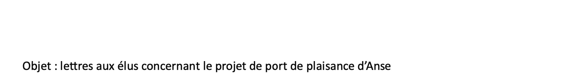 Lettre aux élus - Projet de port de plaisance d’Anse - ARTHROPOLOGIA